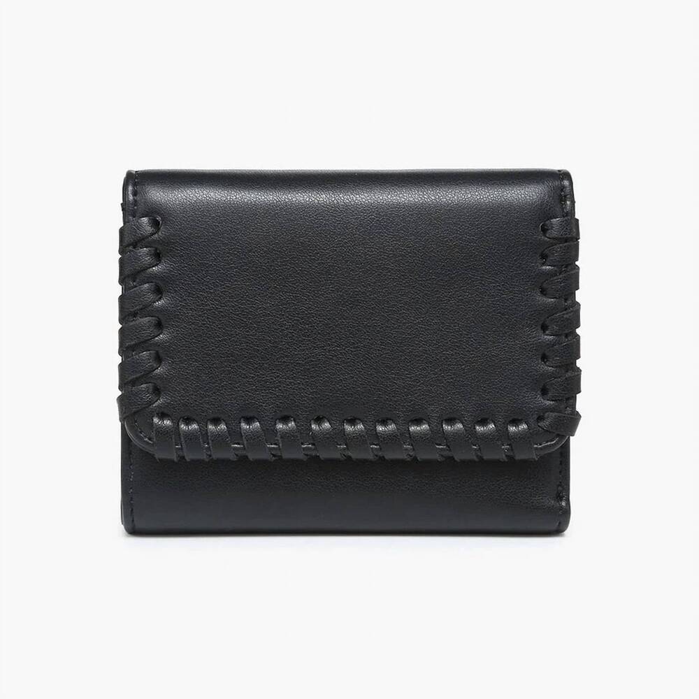NEW JEN & CO. women's logan whipstitch trifold wallet in black